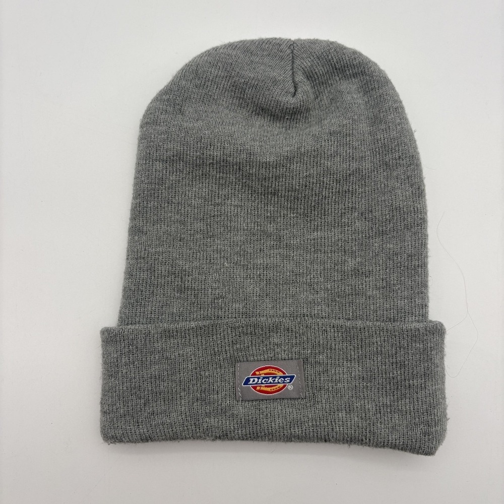 Dickies Beanie Hat Mens One Size Gray Knit Cuffed Workwear Stretch Winter Casual